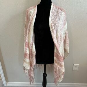 LC Lauren Conrad Pink and Cream Poncho